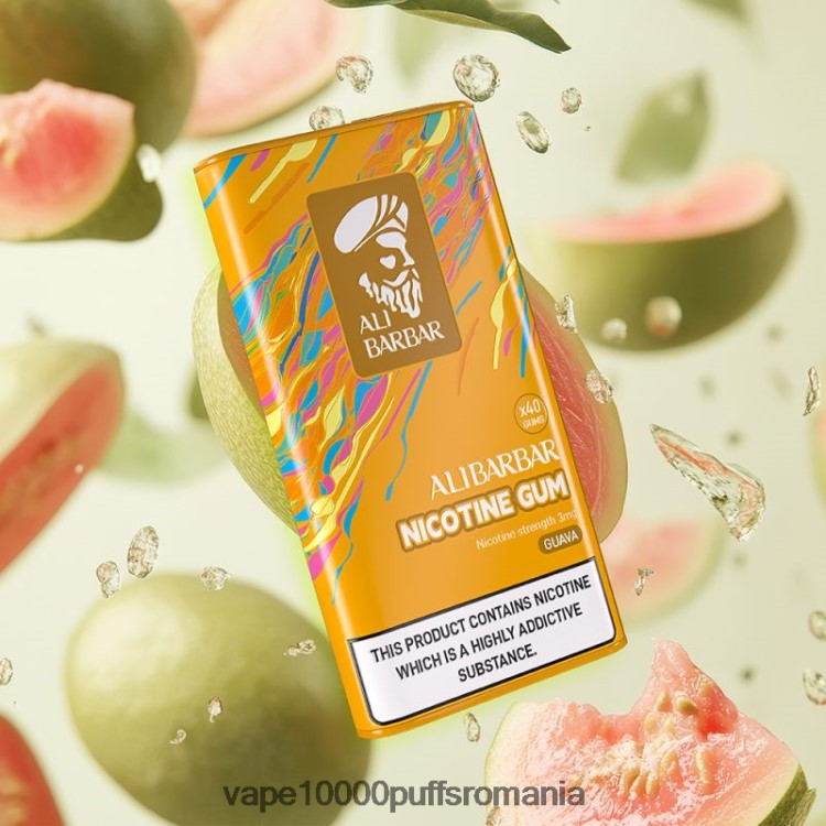 Vape 10000 Puffs Romania - Alibarbar gumă de nicotină guava D2V6N6100