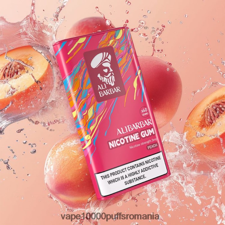 Vape 9000 Puffs - Alibarbar gumă de nicotină piersică D2V6N6102