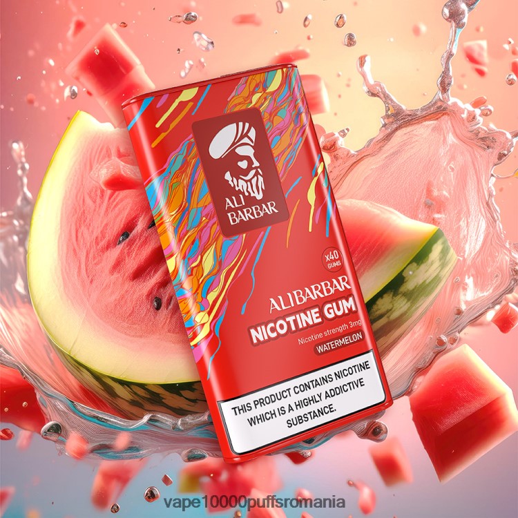 Vape 9000 Puffs - Alibarbar gumă de nicotină piersică D2V6N6102