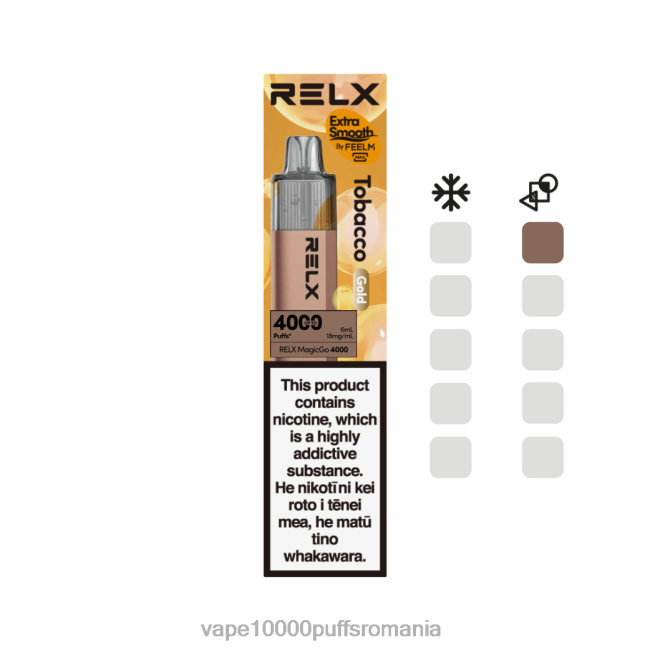 Vape 9000 Puffs - RELX MagicGo 4000 vape de unică folosință tutun (aur) 44TV82