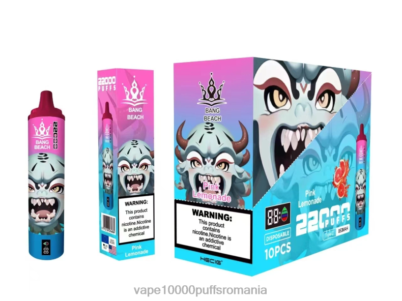 Vape 10000 Puffs Romania - Bang Beach Ecran inteligent de 22000 puf limonada roz R8PF415