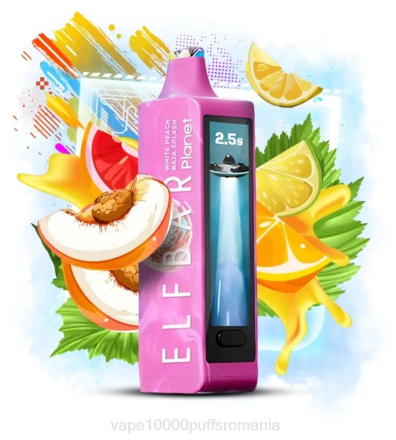 Vape 10000 Puffs Romania - Elf Bar Planet 25000 stropire de baja de piersici albe X4P220