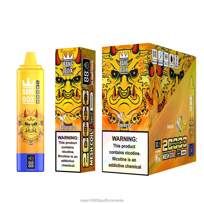 Vape 9000 Puffs - Bang Box Ecran inteligent de 20000 puf gheata de banane R8PF457