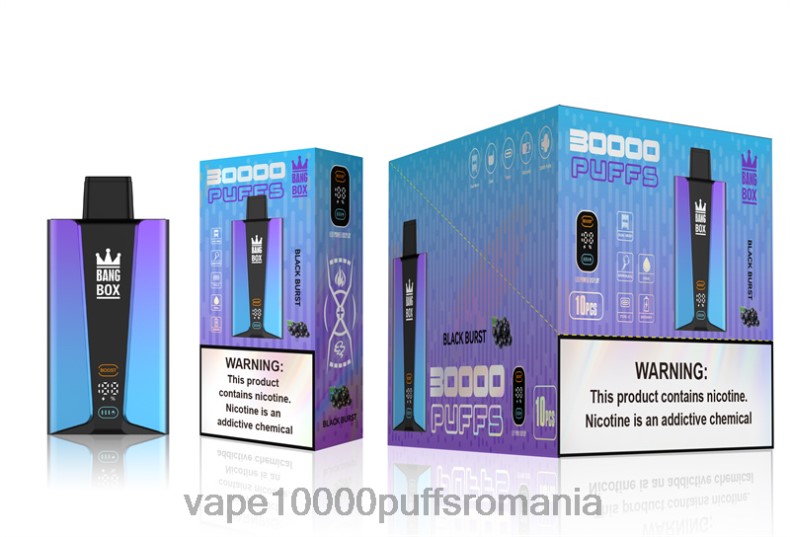 Vape 9000 Puffs - Bang Box Ecran inteligent de 30000 de pufături izbucnire neagră R8PF477