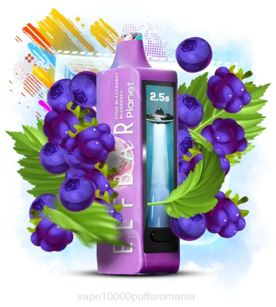 Vape 9000 Puffs - Elf Bar Planet 25000 mure acrișoare afine X4P222