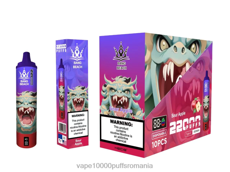 Vape Fara Nicotina - Bang Beach Ecran inteligent de 22000 puf măr acru R8PF413