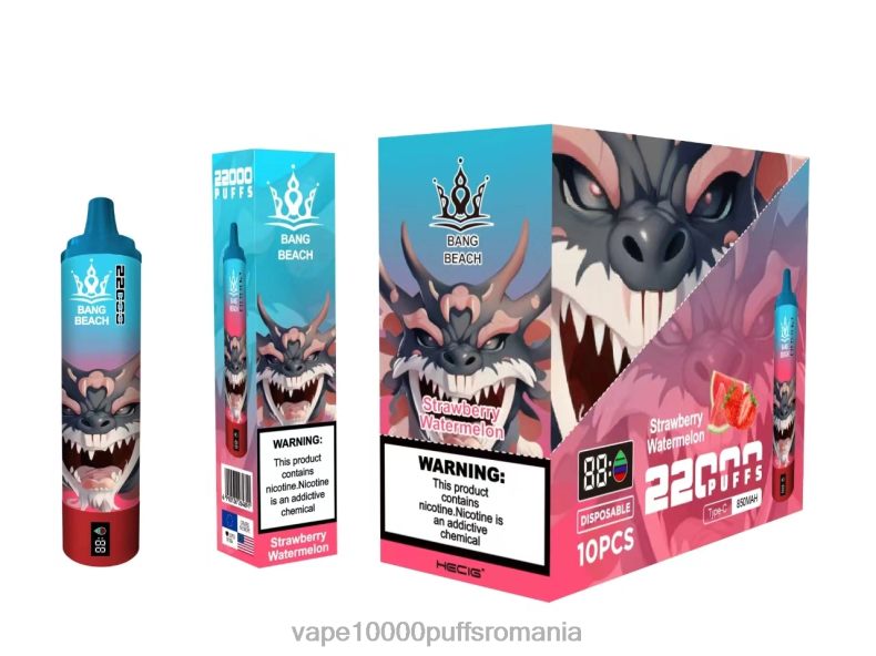 Vape Fara Nicotina - Bang Beach Ecran inteligent de 22000 puf pepene verde de căpșuni R8PF423
