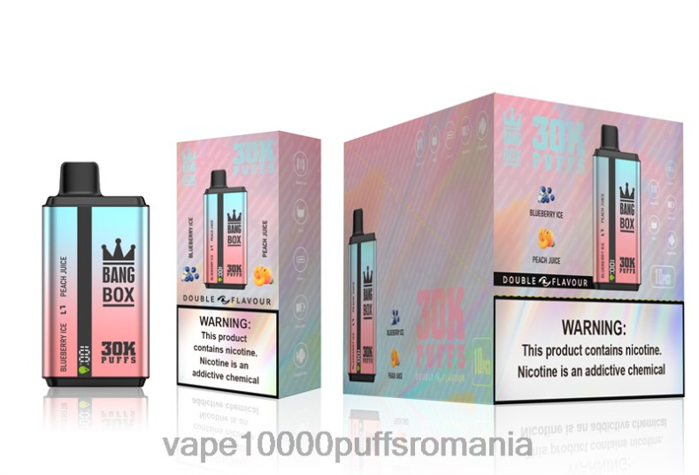 Vape Fara Nicotina - Bang Box 30000 de pufuri cu arome duble gheață de afine și suc de piersici R8PF463