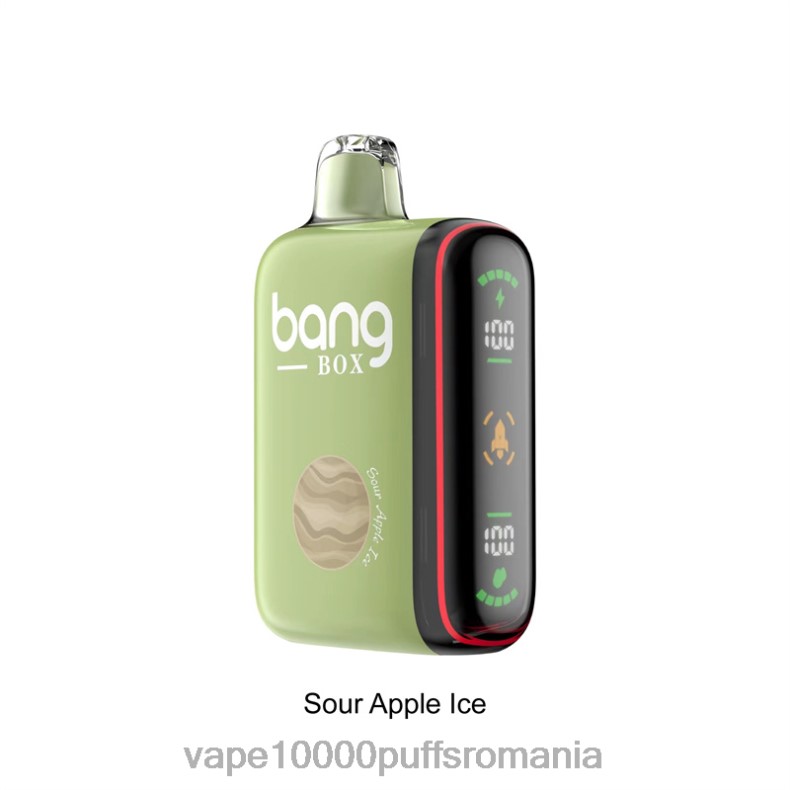 Vape Fara Nicotina - Bang Box Afișaj inteligent de putere cu 9000-18000 puf gheață de mere acru R8PF428
