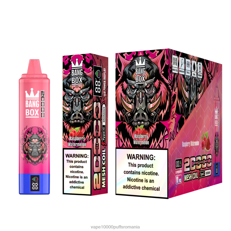 Vape Fara Nicotina - Bang Box Ecran inteligent de 20000 puf pepene verde zmeura R8PF453