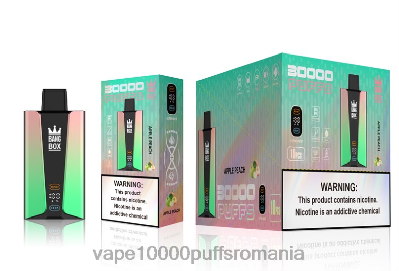 Vape Fara Nicotina - Bang Box Ecran inteligent de 30000 de pufături măr piersic R8PF483