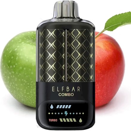 Vape Fara Nicotina - Elf Bar Combo 25000 narghilea cu măr verde și mere dublu X4P23