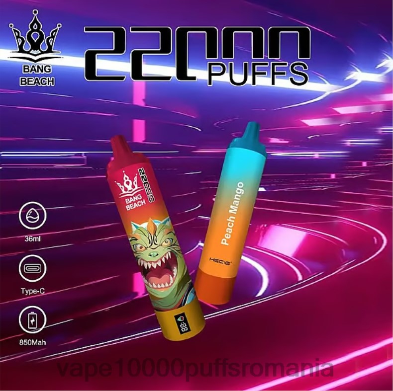 Vape Reincarcabil - Bang Beach Ecran inteligent de 22000 puf piersici mango R8PF424