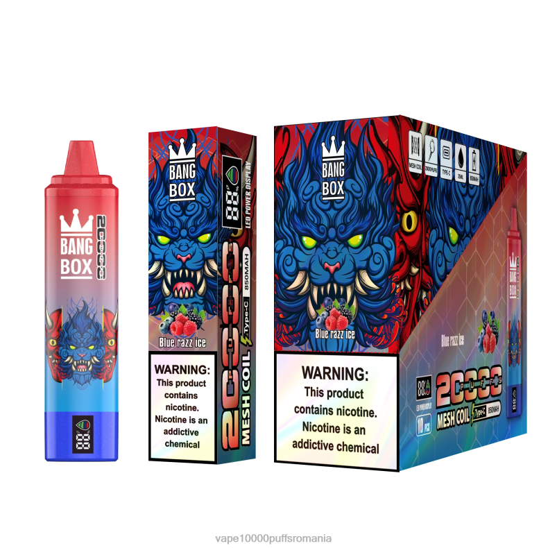 Vape Reincarcabil - Bang Box Ecran inteligent de 20000 puf gheață albastră R8PF459