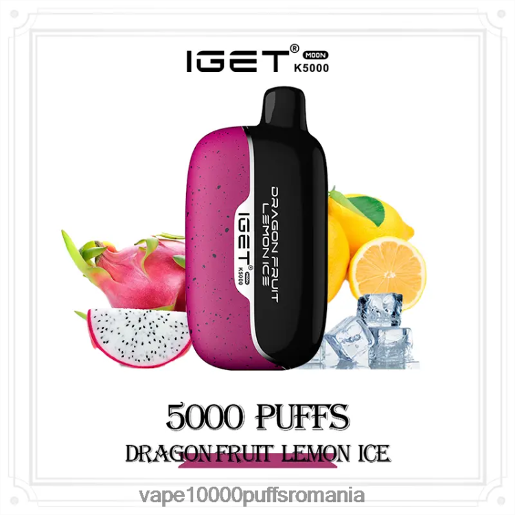 Vape 10000 Puffs Romania - IGET Moon k5000 H2R4TZ20 gheață de lămâie din fructe de dragon