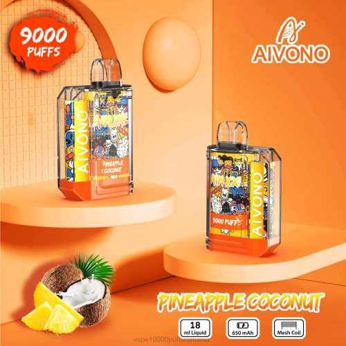 Vape 9000 Puffs - Aivono AIM XXL 9000 autocolant gura transparent 200052 nucă de cocos de ananas