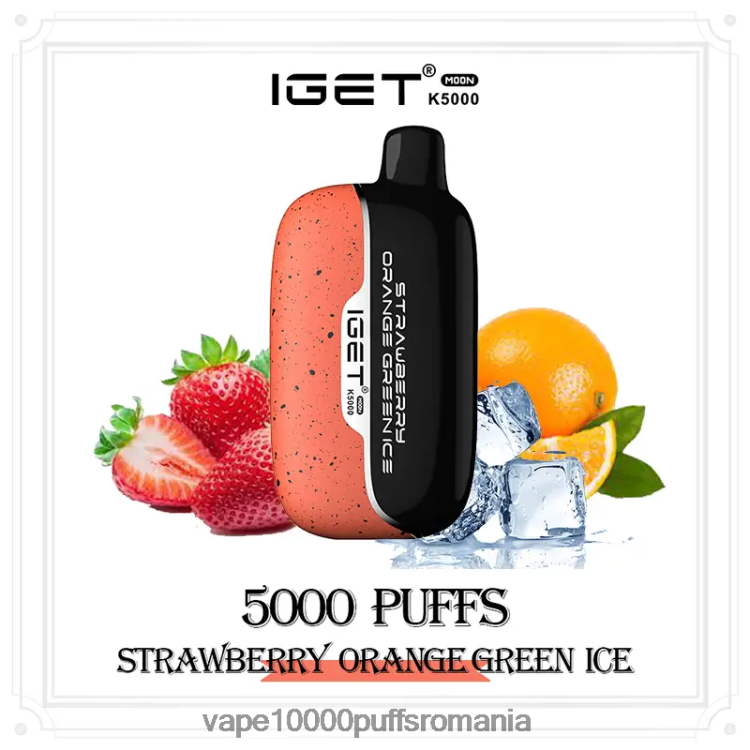 Vape 9000 Puffs - IGET Moon k5000 H2R4TZ12 capsuni portocaliu verde gheata