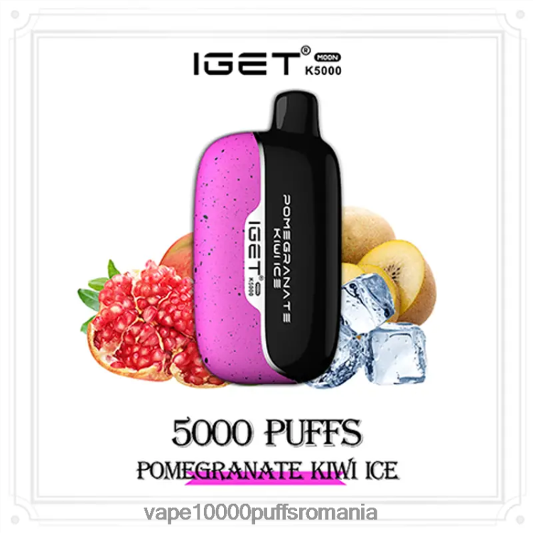 Vape 9000 Puffs - IGET Moon k5000 H2R4TZ17 gheață de rodie cu kiwi