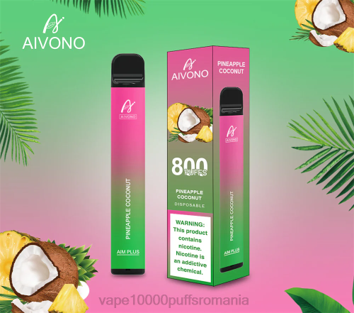Vape 10000 Puffs Romania - Aivono AIM PLUS 800 2000200 nucă de cocos de ananas